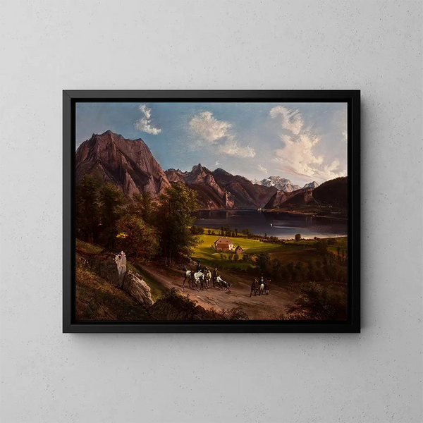 Landschapschilderij Tyrol of Beiers - Jan Nepomucen Głowacki — ingelijst kunstwerk aan de muur