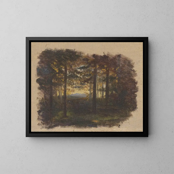 in het bos vóór zonsondergang - Jan Nowopack — ingelijst kunstwerk aan de muur
