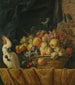 van een stilleven met vijgen, druiven, appels en ander fruit op een tafel met een papegaai - Jan Pauwel Gillemans de Jonge — weergave van het kunstwerk