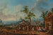 Fête de Village avec Personnages dansant et jouant, Cérémonie de Mariage au Loin - Jan Peter van Bredael l'Ancien — weergave van het kunstwerk