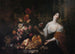 Natuurschilderij van bloemen in een park met een vrouw - Jan Peter van Bredael de Oude — weergave van het kunstwerk
