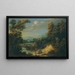 Vaste landschap met rivier en bos met personages die rusten op de voorgrond, reizigers die naderen een versterkte stad daarachter - Jan Philip Spalthof — ingelijst kunstwerk aan de muur