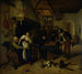 Binnenlandschap van een herberg met een oude man die plezier heeft met de uitbater en twee mannen die backgammon spelen, bekend als Twee soorten spellen - Jan Steen — weergave van het kunstwerk