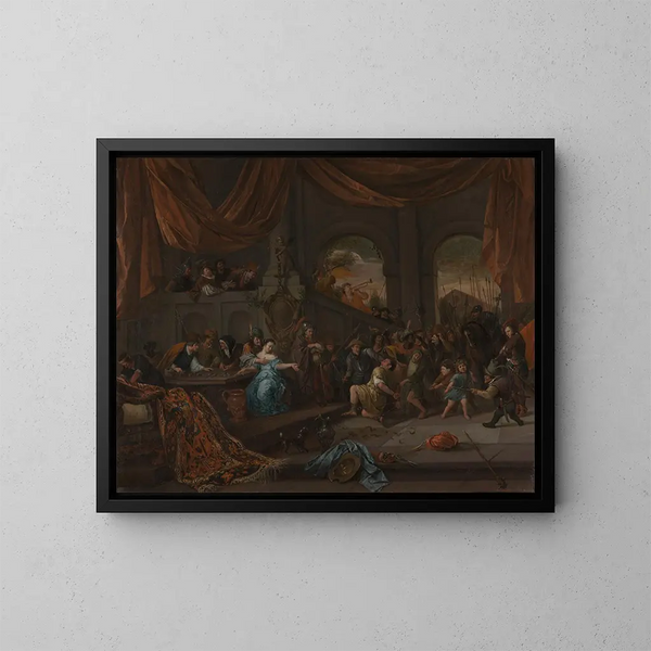 Samson beledigd door de Filistijnen - Jan Steen — ingelijst kunstwerk aan de muur