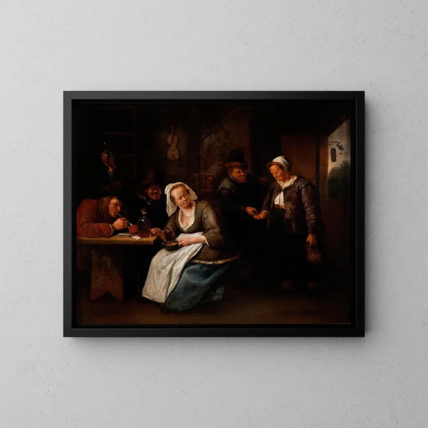 Kroegenscène - Jan Steen — ingelijst kunstwerk aan de muur