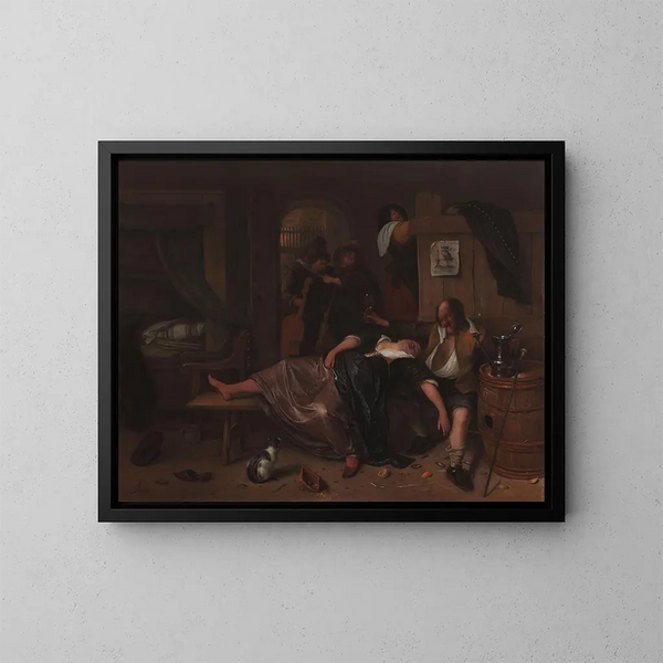 Het dronken paar - Jan Steen — ingelijst kunstwerk aan de muur