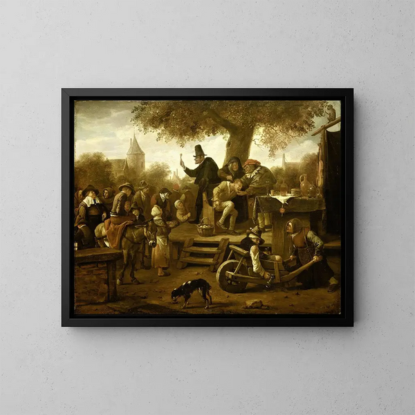 De bedrieger - Jan Steen — ingelijst kunstwerk aan de muur