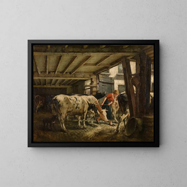 Uitgang van de stal - Jan Stobbaerts — ingelijst kunstwerk aan de muur