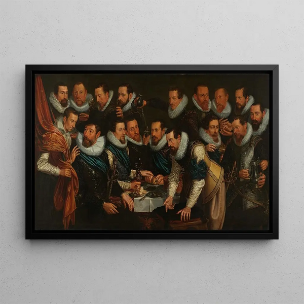 Jan Tengnagel - Officers and other civic guardsmen of the XIth District of Amsterdam under the command of Captain Geurt Dircksz van Beuningen and Lieutenant Pieter Martensz Hoeffijser.webp