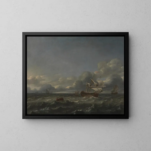 van Hommes de guerre dans une brise forte - Jan Theunisz Blanckerhoff — ingelijst kunstwerk aan de muur