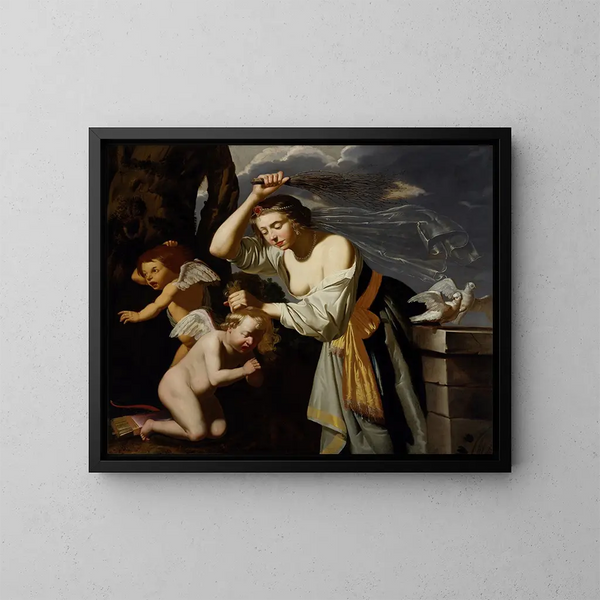 Vénus die Cupidon straft - Jan van Bijlert — ingelijst kunstwerk aan de muur