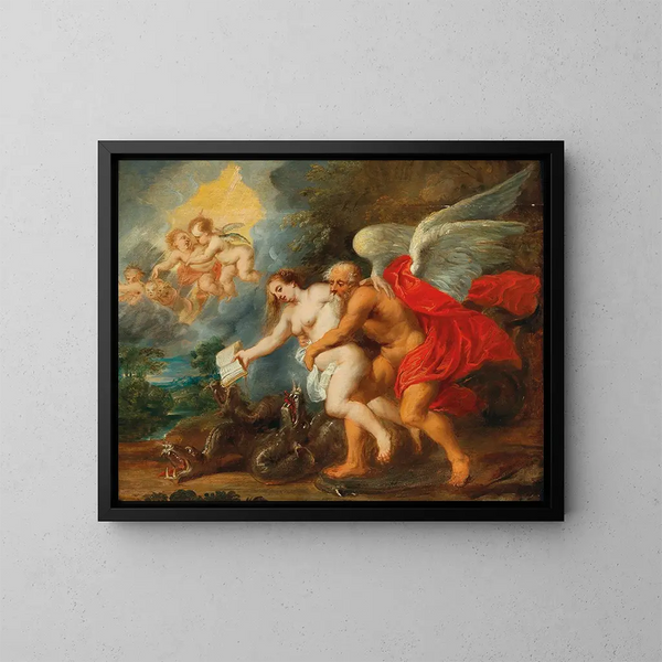 van een allegorie van de Tijd en de Waarheid die triomfeert over de Afgunst en de Leugen - Jan van den Hoecke — ingelijst kunstwerk aan de muur