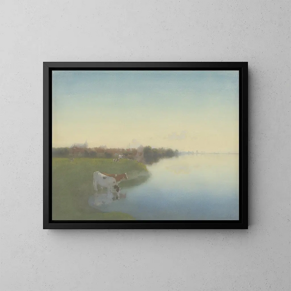 Rivieroevers van de IJssel bij Hattem - Jan Voerman — ingelijst kunstwerk aan de muur