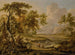 Een uitgestrekt landschap met figuren op een pad op de voorgrond - Jan Wijnants — weergave van het kunstwerk