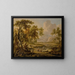 Een uitgestrekt landschap met figuren op een pad op de voorgrond - Jan Wijnants — ingelijst kunstwerk aan de muur