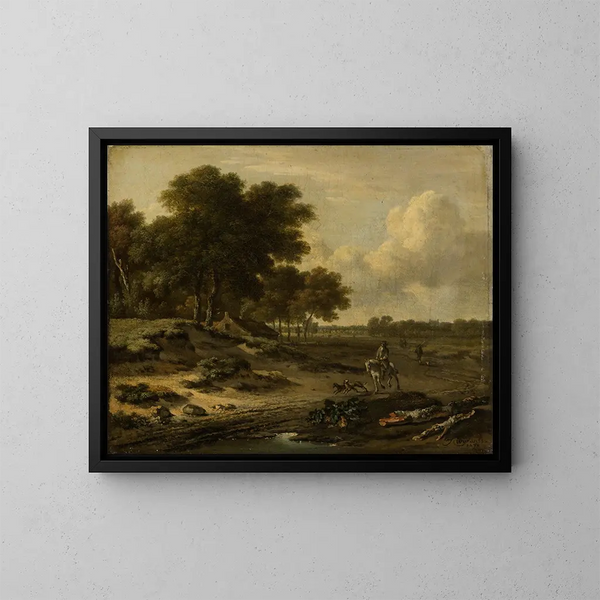 Landschap met ruiter - Jan Wijnants — ingelijst kunstwerk aan de muur