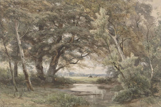 Jan Willem van Borselen - Watertje onder bomen aan het einde van een bos.webp