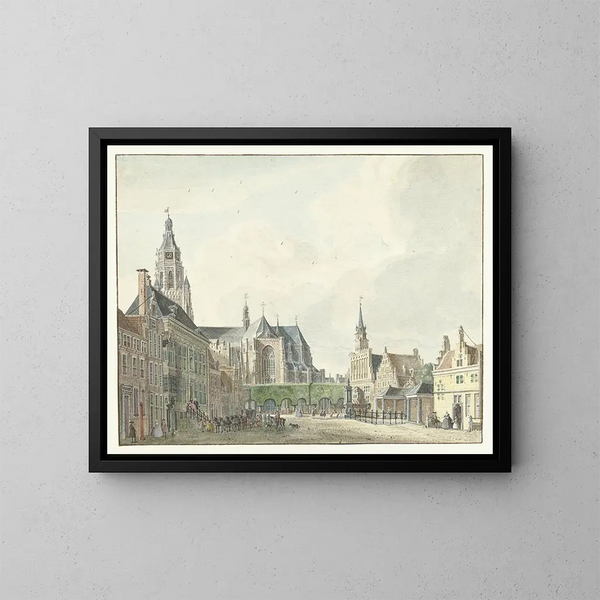 Markt in Arnhem - Jan de Beijer — ingelijst kunstwerk aan de muur
