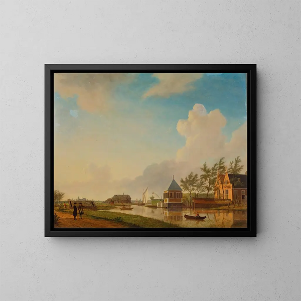 Een uitzicht op Buitenplaats Groeneveld aan de rivier Holendrecht tussen Ouderkerk aan de Amstel en Abcoude - Jan ten Compe — ingelijst kunstwerk aan de muur