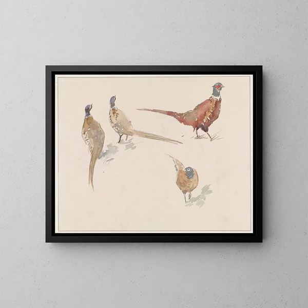 Quatre faisans - Jan van Essen — ingelijst kunstwerk aan de muur