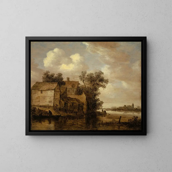 Landschap met rivier - Jan van Goyen — ingelijst kunstwerk aan de muur