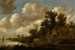 Landschap met boerderijen en duiventil aan een hoge oever - Jan van Goyen — weergave van het kunstwerk