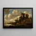 Landschap met boerderijen en duiventil aan een hoge oever - Jan van Goyen — ingelijst kunstwerk aan de muur