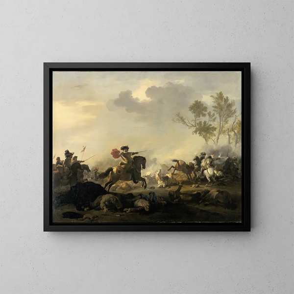 Aanval van cavalerie - Jan van Huchtenburg — ingelijst kunstwerk aan de muur