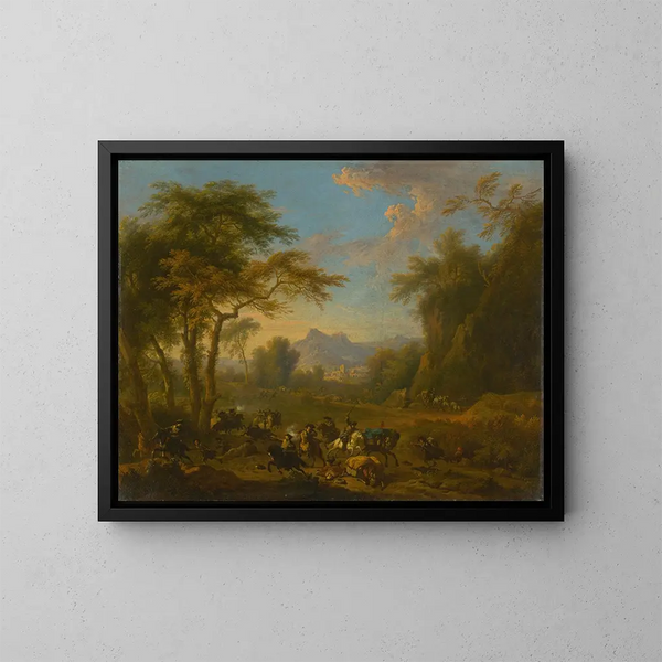 Razzia - Jan van Huchtenburg — ingelijst kunstwerk aan de muur