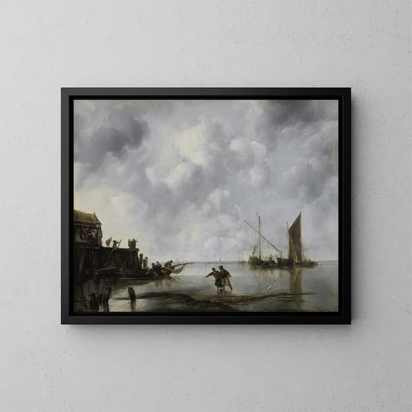 Bateaux de pêche dans un calme - Jan van de Cappelle — ingelijst kunstwerk aan de muur