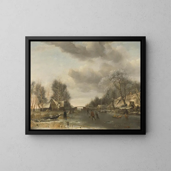 Winterlandschap - Jan van de Cappelle — ingelijst kunstwerk aan de muur
