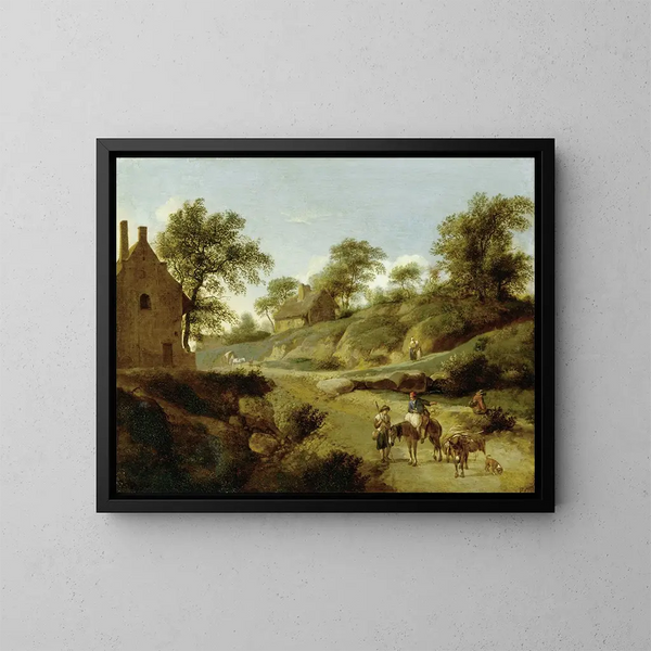 op een landweg - Jan van der Heyden — ingelijst kunstwerk aan de muur