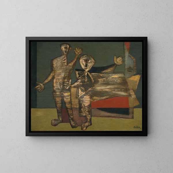 Twee figuren - Jankel Adler — ingelijst kunstwerk aan de muur
