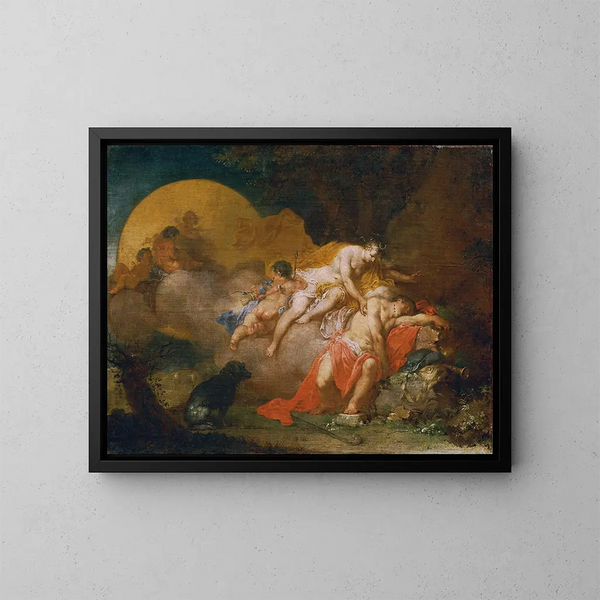 Maan en Endymion - Januarius Zick — ingelijst kunstwerk aan de muur