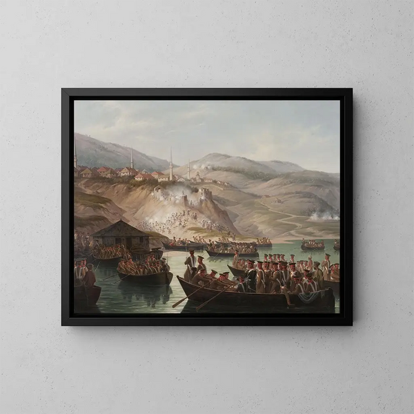Episode van de Kaukasus-oorlogen: Oversteek van de rivier in Arcx - January Suchodolski — ingelijst kunstwerk aan de muur