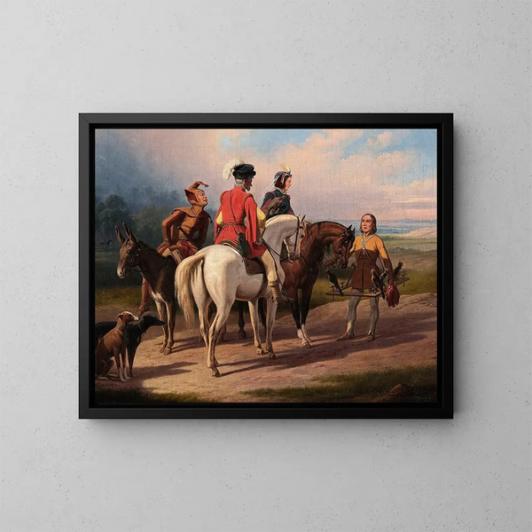 Jacht met valken - January Suchodolski — ingelijst kunstwerk aan de muur