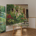 Reproductie van het schilderij Tuin vooraan met bloeiende stokrozen - Marie Egner