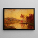 Landschap in de herfst met vee dat drinkt bij een rivier - Jasper Francis Cropsey — ingelijst kunstwerk aan de muur