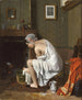 Jong meisje bij haar toilette - Jean - Alphonse Roehn — weergave van het kunstwerk