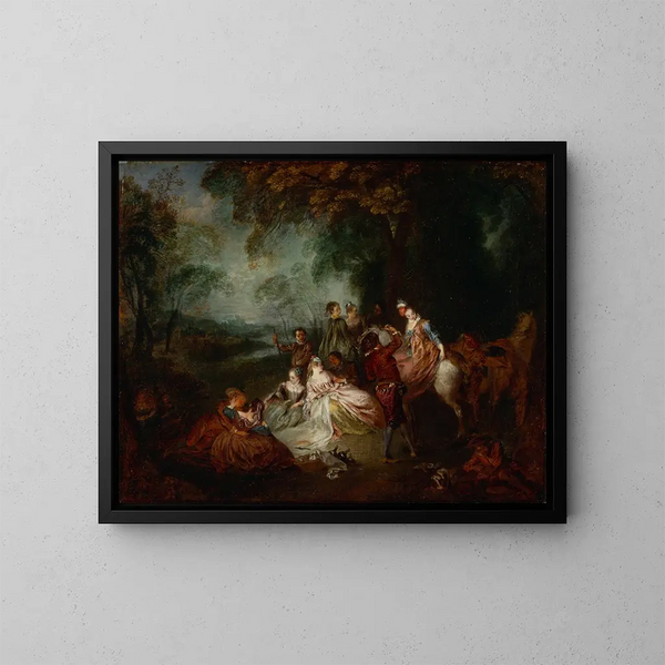 Feestelijke herfstdag - Jean-Antoine Watteau — ingelijst kunstwerk aan de muur