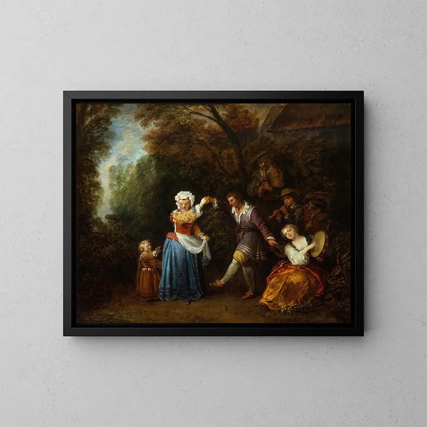 La danse de campagne - Jean-Antoine Watteau — ingelijst kunstwerk aan de muur