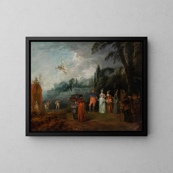 L'Embarquement pour Cythère - Jean-Antoine Watteau — ingelijst kunstwerk aan de muur