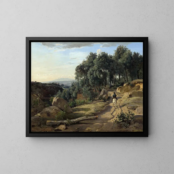 Een landschap bij Volterra - Jean-Baptiste-Camille Corot — ingelijst kunstwerk aan de muur