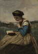 Een vrouw die leest - Jean-Baptiste-Camille Corot — weergave van het kunstwerk