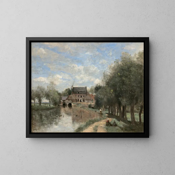 Arleux-du-Nord, de Moulin Drocourt aan de Sens - Jean-Baptiste-Camille Corot — ingelijst kunstwerk aan de muur