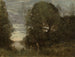 van badende vrouwen in een bosrijke baai - Jean-Baptiste-Camille Corot — weergave van het kunstwerk