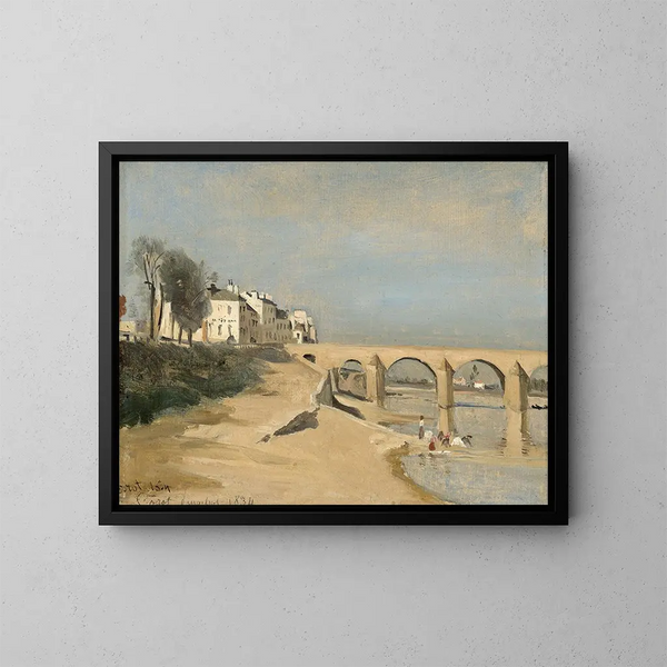 Pont sur la rivière Saône à Mâcon - Jean-Baptiste-Camille Corot — ingelijst kunstwerk aan de muur