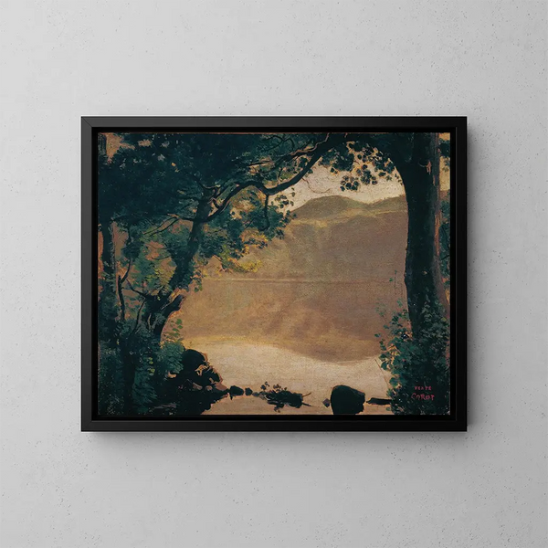 Het Nemi-meer - Jean-Baptiste-Camille Corot — ingelijst kunstwerk aan de muur