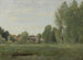 Omgeving van Mantes, kleine huisjes verborgen in de bomen nabij de waterkant - Jean-Baptiste-Camille Corot — weergave van het kunstwerk