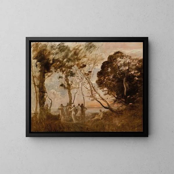 De Dans van de nimfen - Jean-Baptiste-Camille Corot — ingelijst kunstwerk aan de muur